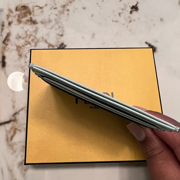 NWT FENDI Micro FF Logo Leather Card Case- color Mint - Picture 6 of 6